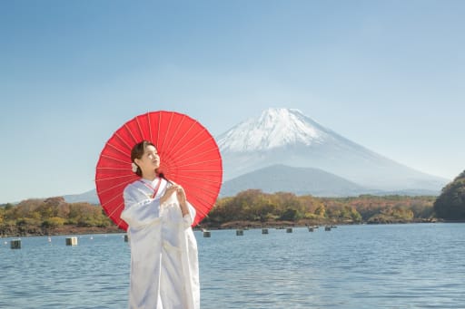 富士山と湖畔