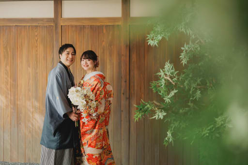 ブーケを持って