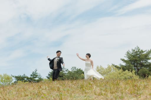 緑と空とお二人と