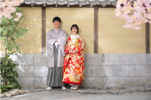 お式に合わせて桜で撮影！