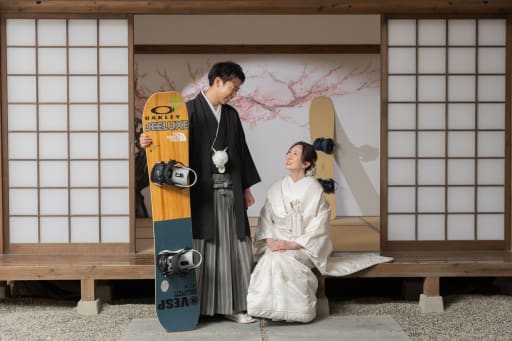 和室×スノーボードの意外な組み合わせ