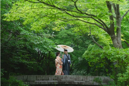 和装で昭和記念公園