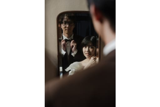  鏡を使っておめかしタイム