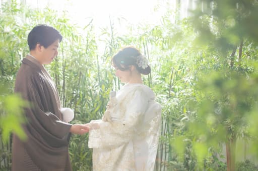 まるでお外のように撮影ができる緑の背景も