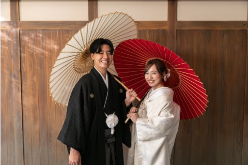 和傘を使って