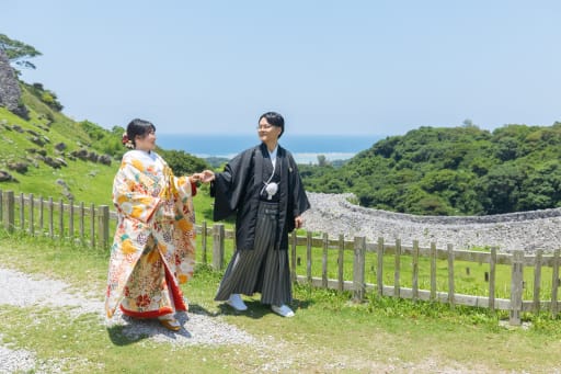 今回は和装を今帰仁城跡・沖縄の城跡での和装撮影！