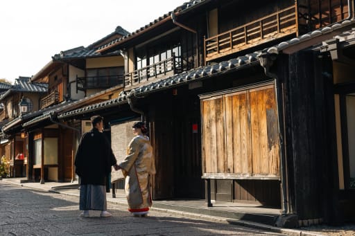 二年坂の街並みの雰囲気。