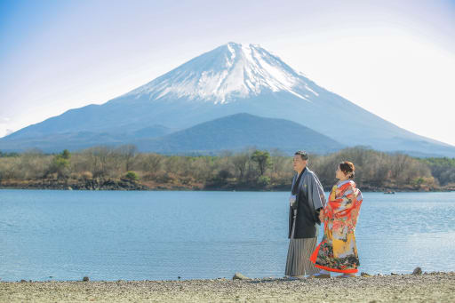 富士山と湖畔