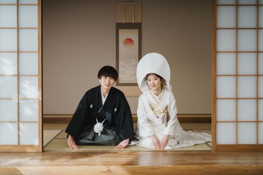 屋内庭園スタジオで和装撮影