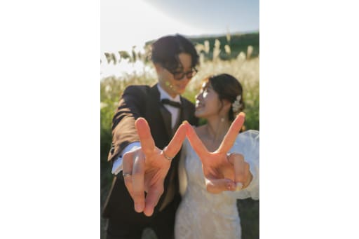 最後はピースサイン  