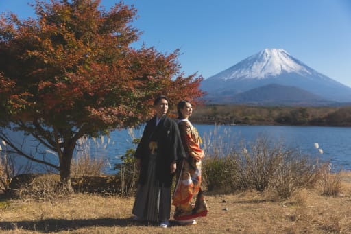 富士山と湖畔