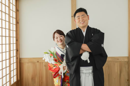 ブーケを持って