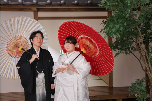 屋内庭園で！和傘撮影〜