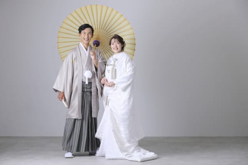 和傘を使って