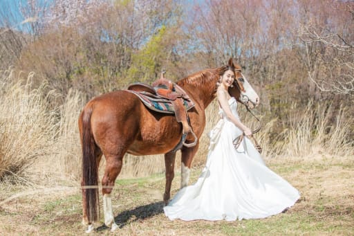 新婦様とお馬さんの2ショット