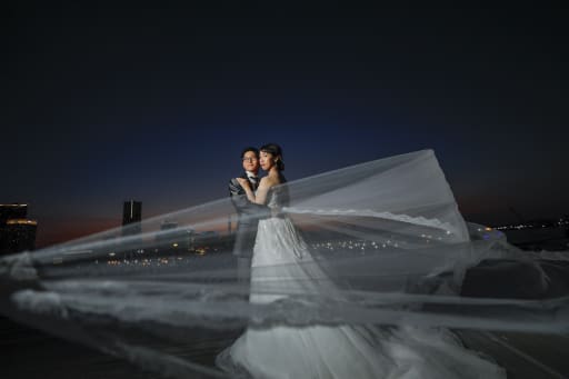 ベールを靡かせて