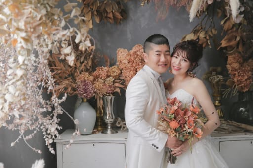 ドライフラワーに囲まれて