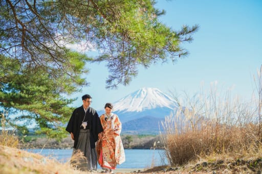 松と富士山は和装にぴったり