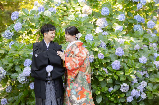 満開の紫陽花に囲まれて