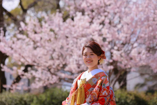 ご新婦様と桜で！