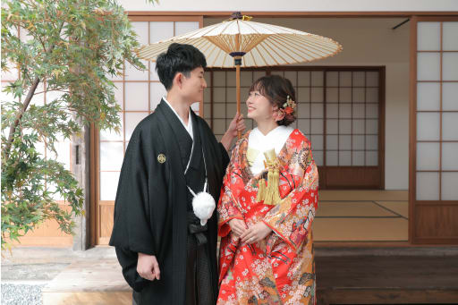 和傘を使って