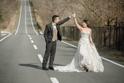 海外風の道での撮影も