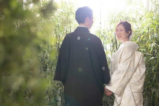 竹林に差し込む光、繋いだ手