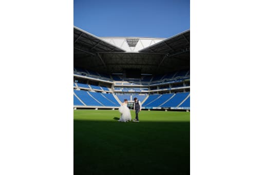 普段は立ち入れないピッチでの撮影！