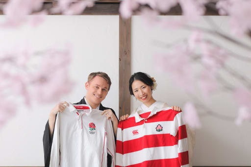 イギリス&日本ラグビー代表ユニフォームとパシャリ☆