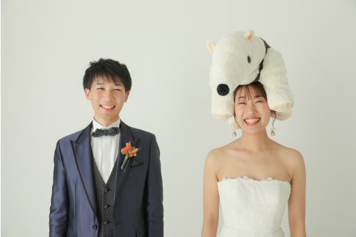 頭の上にバクくんをのせて