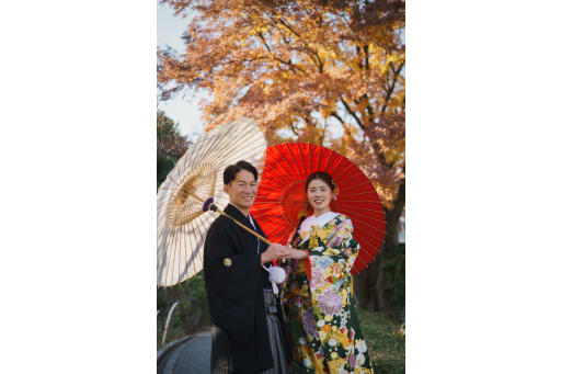 和傘で和の魅力満載に！