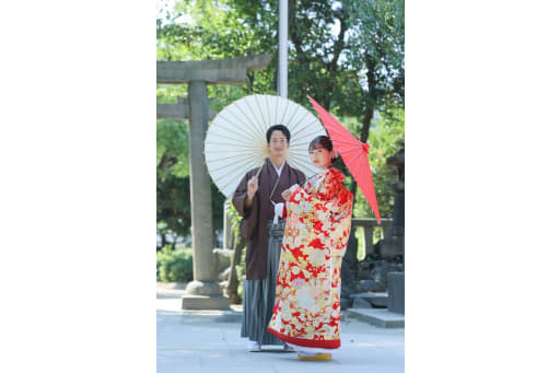 神社でのロケーション撮影