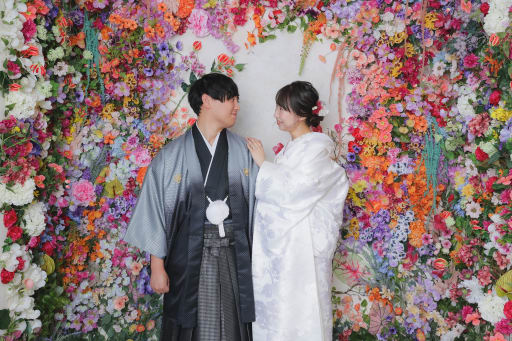 カラフルなお花と