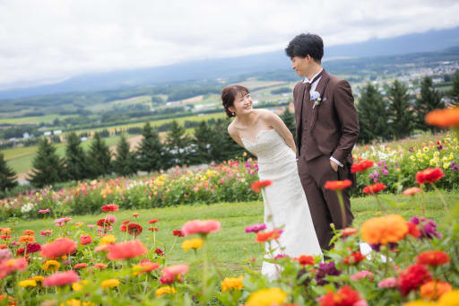 上富良野の花畑にて