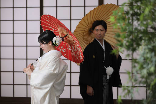 和傘で