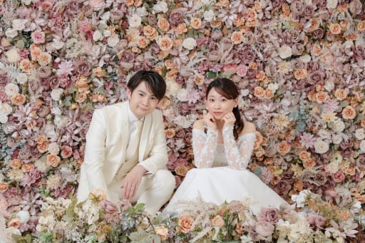 お花の壁で