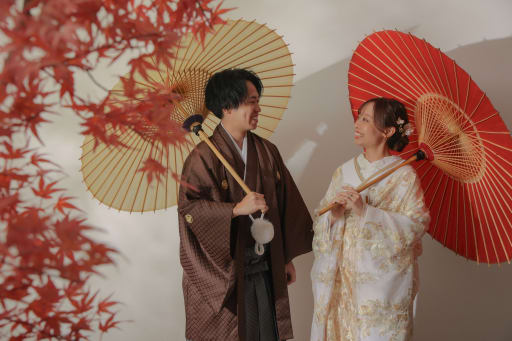 紅葉と一緒に