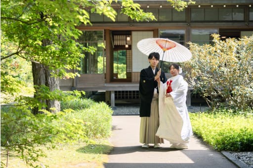 番傘が彩る和装姿