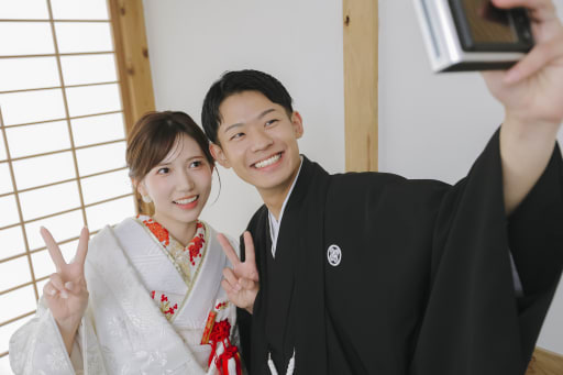 笑顔で