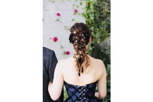 リボン×パールのヘアスタイル