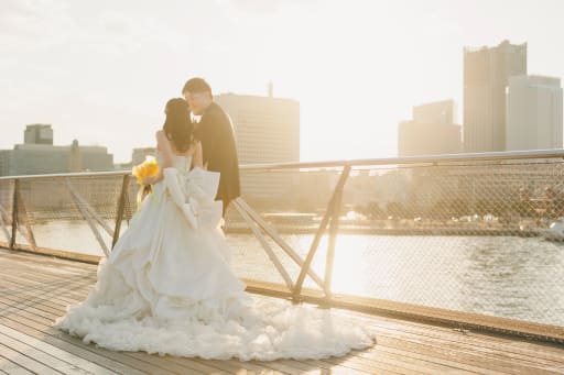 夕日をバックに♪