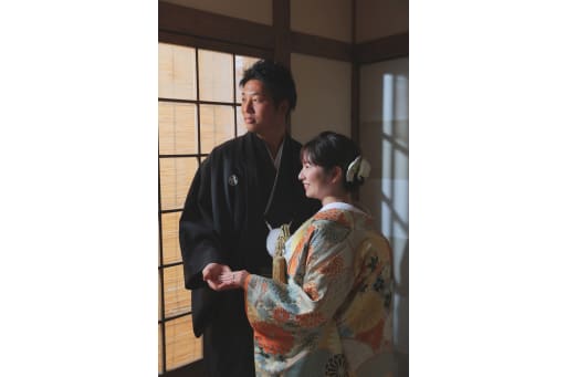 お茶室でしっとりした雰囲気で撮影
