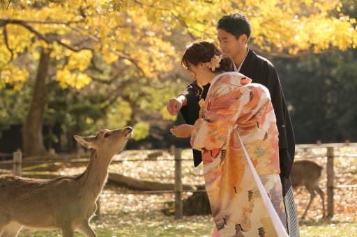 鹿さんと３ショット