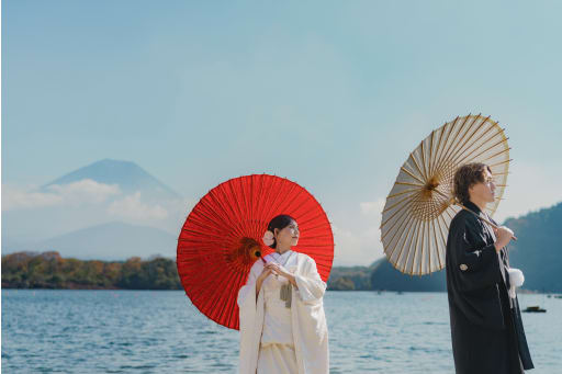 和傘を使って