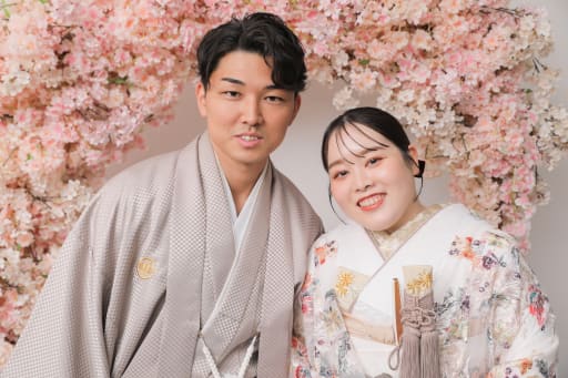 桜の前で♡