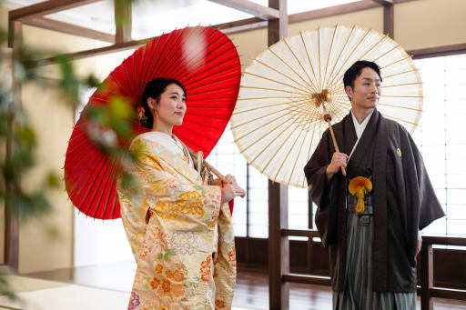 和傘を使って！