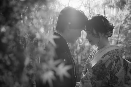 シルエット調で白黒写真