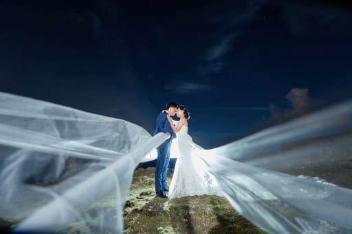 星空の下で幻想的なお写真