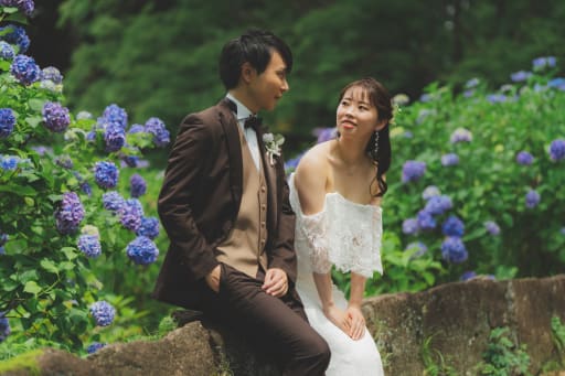 紫陽花と新緑2