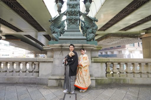 ワンちゃんと一緒の日本橋ロケーション